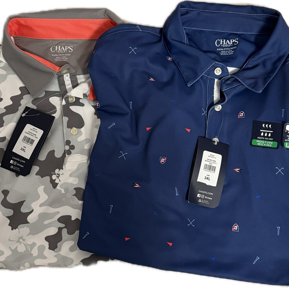 LOT- 2x Chaps Golf Polo Shirts with Pattern Size XXXL